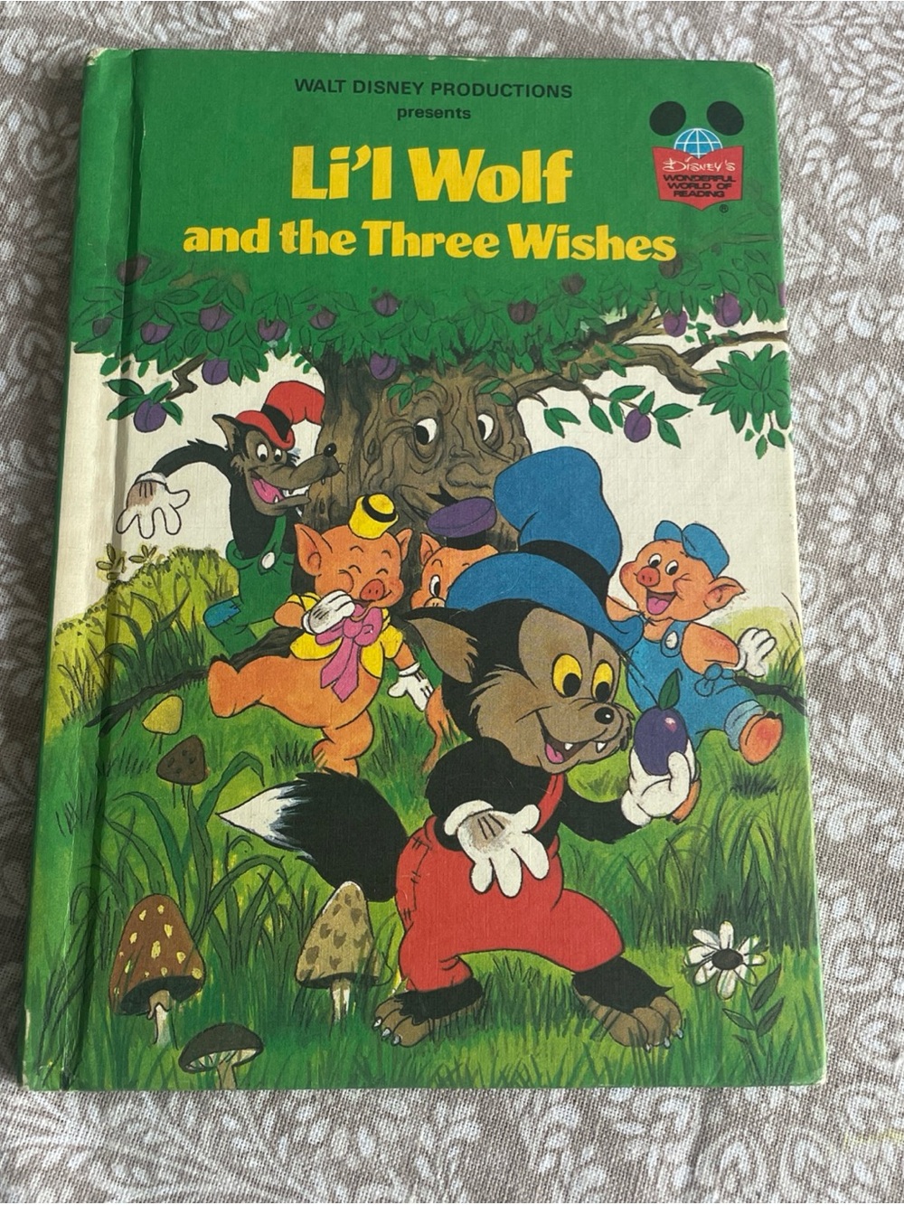 Vintage 1984 Disney Li’l Wolf and the Three Wishes Hardcover Wonderful World